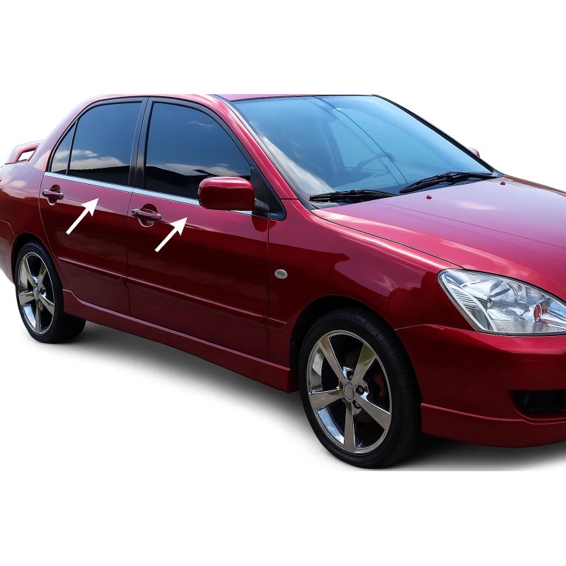 Зовнішня окантовка стекол (4 шт, нерж) Carmos - Турецька сталь для Mitsubishi Lancer 9 2004-2008 рр
