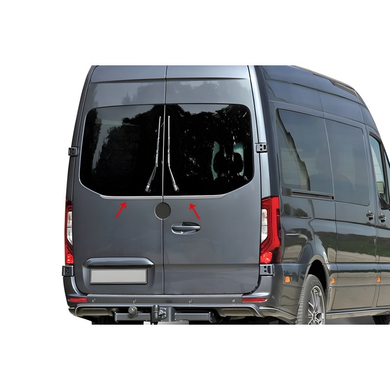Кромка заднього скла (2 шт, нерж) Carmos - Турецька сталь для Mercedes Sprinter W907/W910 2018- рр