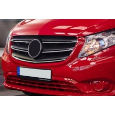 Накладки на решітку 2020-2025 (5 шт, нерж) Carmos - Турецька сталь для Mercedes Vito/V-class W447 2014- рр