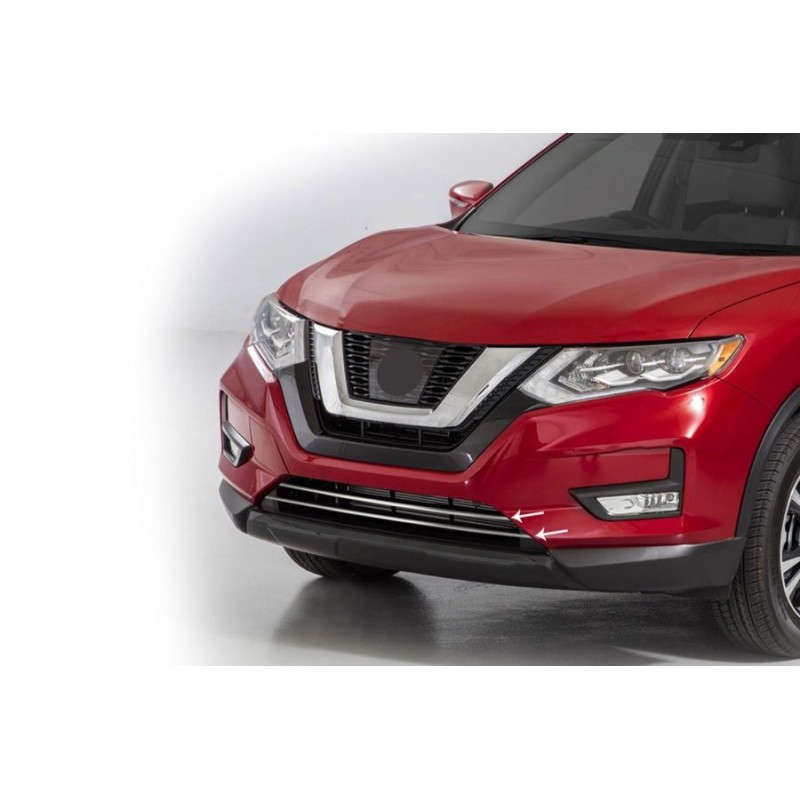 Накладки на решітку бампера (2017-2021, 2 шт, нерж) для Nissan X-trail T32 / Rogue рр