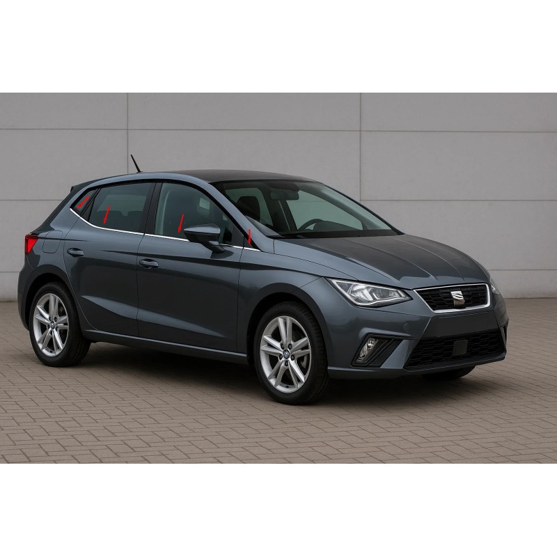 Окантовка вікон (4 шт, нерж) для Seat Ibiza 2017- рр