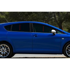 Зовнішня окантовка стекол Carmos (6 шт, нерж) для Seat Leon 2005-2012 рр