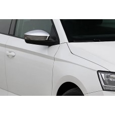 Накладки на зеркала с вырезом под поворотник (2 шт, нержавейка) для Skoda Rapid 2012-2019 гг