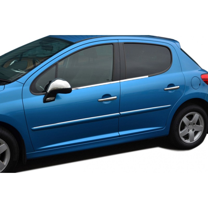 Наружняя окантовка стекол (4 шт, нерж) для Peugeot 207