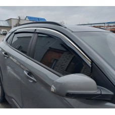 Вітровики з хромом (4 шт, Niken) для Hyundai Kona 2017-2023 рр
