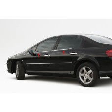 Зовнішня окантовка стекол (4 шт, нерж) Carmos - Турецька сталь для Peugeot 407