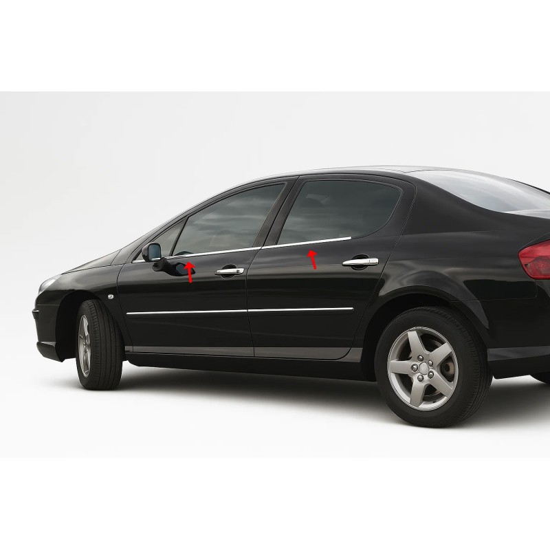 Зовнішня окантовка стекол (4 шт, нерж) Carmos - Турецька сталь для Peugeot 407
