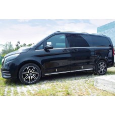 Молдинги на пороги (4 шт, нерж) для Mercedes Vito / V-class W447 2014- рр