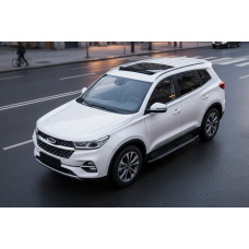 Боковые пороги Bosphorus Grey (2 шт., алюминий) для Chery Tiggo 7 2020- гг