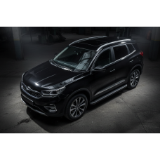 Бокові пороги Allmond Black (2 шт., алюміній) для Chery Tiggo 7 2020- рр