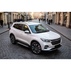 Боковые пороги Allmond Grey (2 шт., алюминий) для Chery Tiggo 7 2020- гг