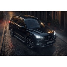 Боковые Подножки Allmond Black (2 шт., Алюминий) для Chery Tiggo 8 2017- гг