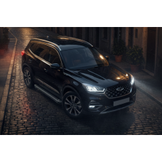 Бокові пороги Allmond Black (2 шт., алюміній) для Chery Tiggo 8 2017- рр