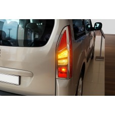 Накладка на стопи (2 шт, нерж) Carmos для Peugeot Partner Tepee 2008-2018 рр
