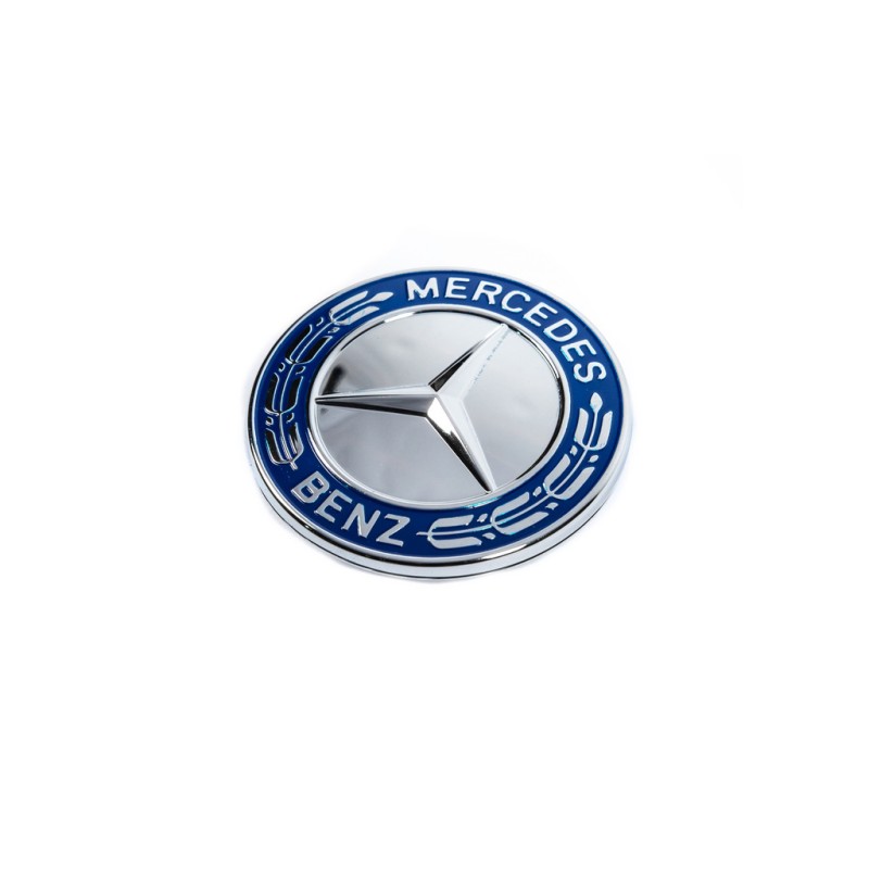 Заглушка вместо эмблемы на капот Mercedes (синяя и хром, 57мм) для Тюнинг Mercedes