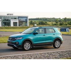 Бокові пороги Allmond Black (2 шт., Алюміній) для Volkswagen T-Cross 2019- рр
