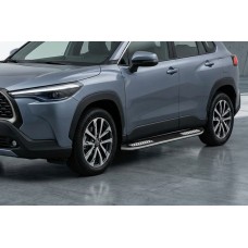 Бокові пороги Tayga V2 (2 шт., Алюміній) для Toyota Corolla Cross 2020- рр