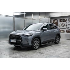 Бокові пороги Tayga Black (2 шт., Алюміній) для Toyota Corolla Cross 2020- рр
