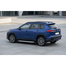 Бокові пороги Allmond Grey (2 шт., Алюміній) для Toyota Corolla Cross 2020- рр