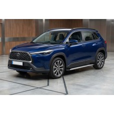 Бокові пороги Shining V1 (2 шт., Алюміній) для Toyota Corolla Cross 2020- рр