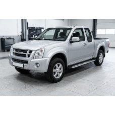 Бокові пороги Shining V1 (2 шт., Алюміній) для Isuzu D-Max 2002-2011 рр