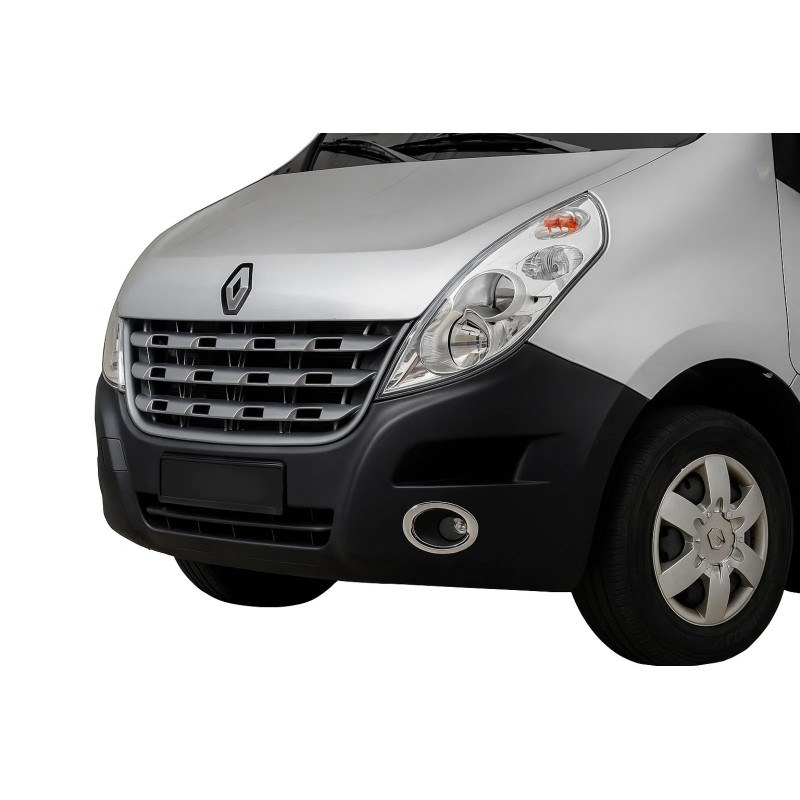 Накладки на противотуманные фары Carmos (2 шт., нержавейка) для Renault Master 2011-2023 гг Накладки на противотуманные фары Carmos (2 шт., нержавейка) для Renault Master 2011-2023 гг