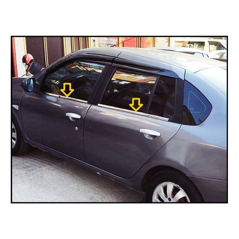 Наружняя окантовка стекол (4 шт, нерж.) для Renault Symbol 2008-2013 гг