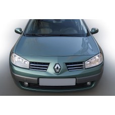 Накладки на решітку (модель 2004-2006, 6 шт, нерж) Carmos - Турецька сталь для Renault Megane II рр