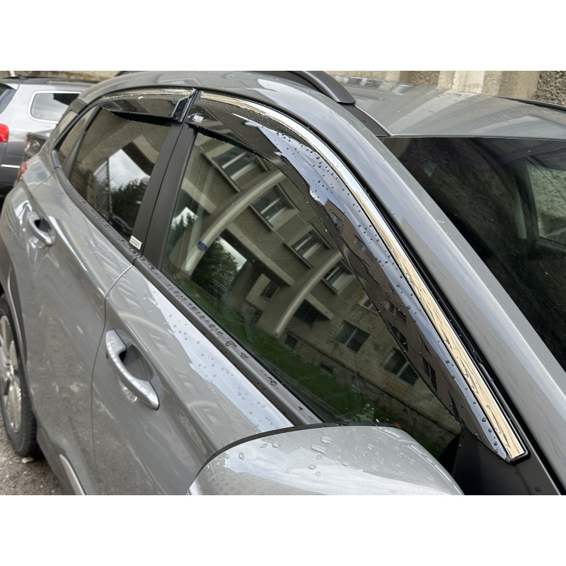 Вітровики з хромованим молдингом (4 шт, Niken) для Hyundai Kona 2023- рр