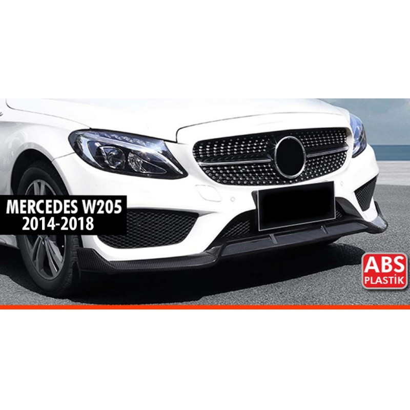 Накладка на передний бампер DPT V1 (2014-2018, только для AMG-Line, черный глянец) для Mercedes C-сlass W205