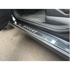 Накладки на пороги (Carmos, 4 шт, сталь) для Renault Megane II 2004-2009 гг