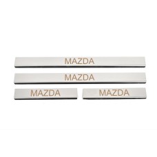 Накладка на пороги Carmos (4 шт, нерж) V-3 для Mazda 3 2009-2013 рр