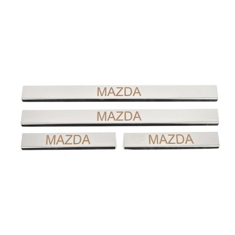 Накладка на пороги Carmos (4 шт, нерж) V-3 для Mazda 2 2003-2007 рр