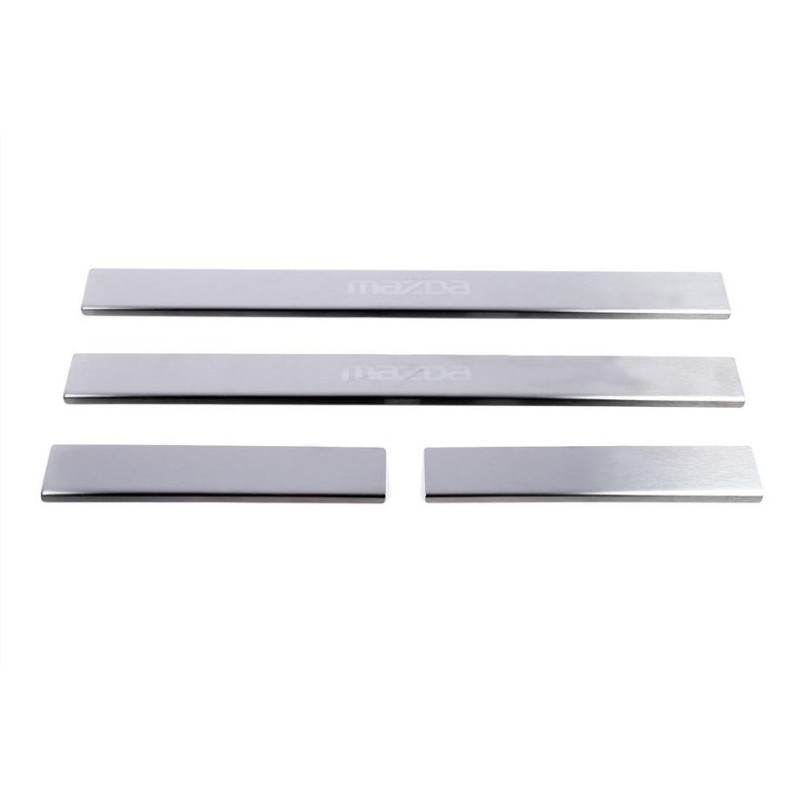 Накладка на пороги Carmos (4 шт, нерж) V-2 для Mazda 2 2003-2007 рр