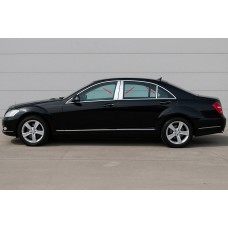 Накладки на дверні стійки (6 шт, нерж) для Mercedes S-сlass W221 2005-2013 рр