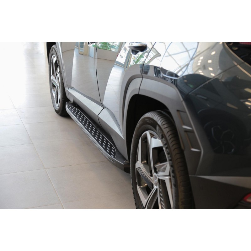 Бокові пороги Shining Black (2 шт., Алюміній) для Hyundai Tucson NX4 2021- рр