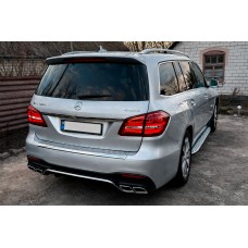 Задній дифузор GLS63 AMG (з насадками Chrome) для Mercedes GL/GLS сlass X166 2012-2019 рр