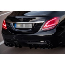 Задній дифузор з насадками (Дизайн C43) для Mercedes C-сlass W205 2014-2021 рр