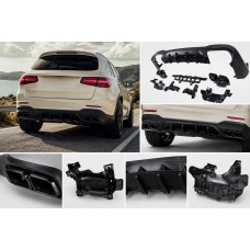 Задний диффузор с насадками Black (Дизайн AMG63) для Mercedes GLC X253 2015-2022 гг