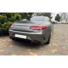 Задний диффузор с насадками Black (2018-2020, Дизайн S-COUPE63) для Mercedes S-class C217 Coupe