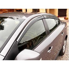 Вітровики з хромованим молдингом Niken Luxury (4 шт) для Renault Fluence 2009-2016 рр