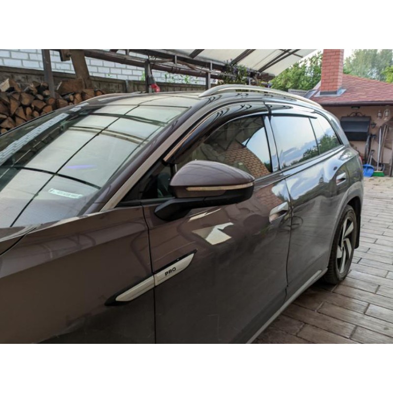 Вітровики з хромованим молдингом Niken Luxury (4 шт) для Volkswagen ID.6 2021- рр Вітровики з хромованим молдингом Niken Luxury (4 шт) для Volkswagen ID.6 2021- рр