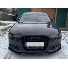 Передняя Lip накладка DPT V-2 (для S-Line, 2011-2015) (черный глянец) для Ауди A6 C7