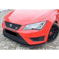 Передняя Lip накладка DPT (Cupra, 2013-2016, черный глянец) для Seat Leon