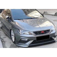 Передняя Lip накладка DPT V-2 (2017-2020, черный глянец) для Seat Leon