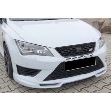 Передняя Lip накладка DPT V-5 (2017-2020, черный глянец) для Seat Leon