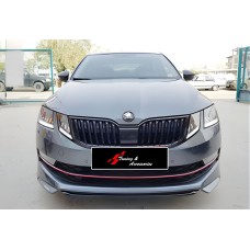 Передня Lip накладка DPT V-1 (2017-2019, чорний глянець) для Skoda Octavia III A7 рр