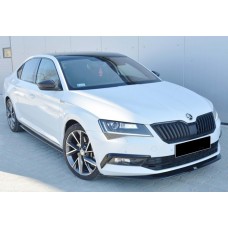 Передняя Lip накладка DPT V-4 (2015-2020, черный глянец) для Skoda Superb