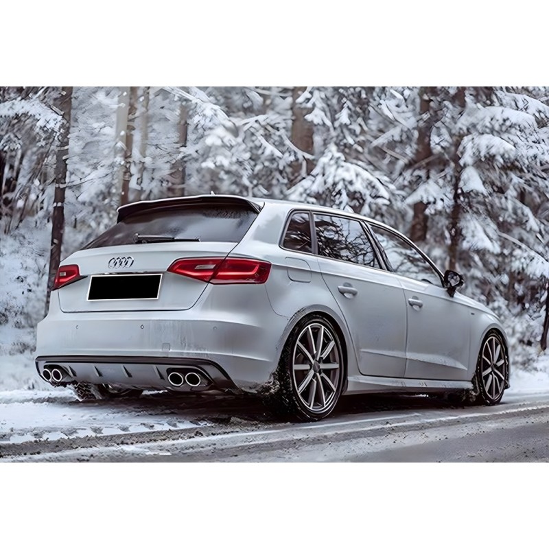 Задній дифузор DPT V-1 (2012-2016, HB, чорний глянець) для Ауди A3 рр