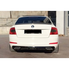 Задній дифузор DPT V-4 (SD, чорний глянець) для Skoda Octavia III A7 2013-2019рр